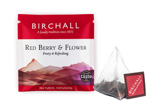 Birchall Red Berry & Flower Enveloped Mesh Pyramid Tea Bags