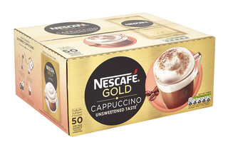 Nescafe GOLD Cappuccino Unsweetened Taste Coffee, 50 Sachets