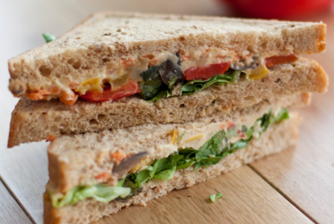 Vegan Sun-Blush Hummus Sandwich