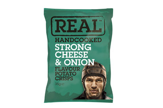 Real Handcooked Strong Cheese & Onion Flavour Potato Crisps