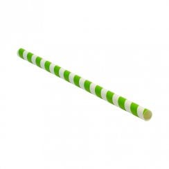 Paper Straw (Green Stripe) - 210mm x 8mm