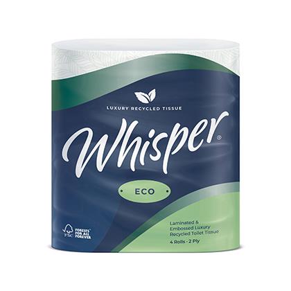 Whisper Eco Recycled Luxury Toilet Roll 2ply