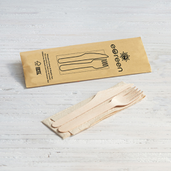 Wooden Disposable Three Piece Cutlery Set